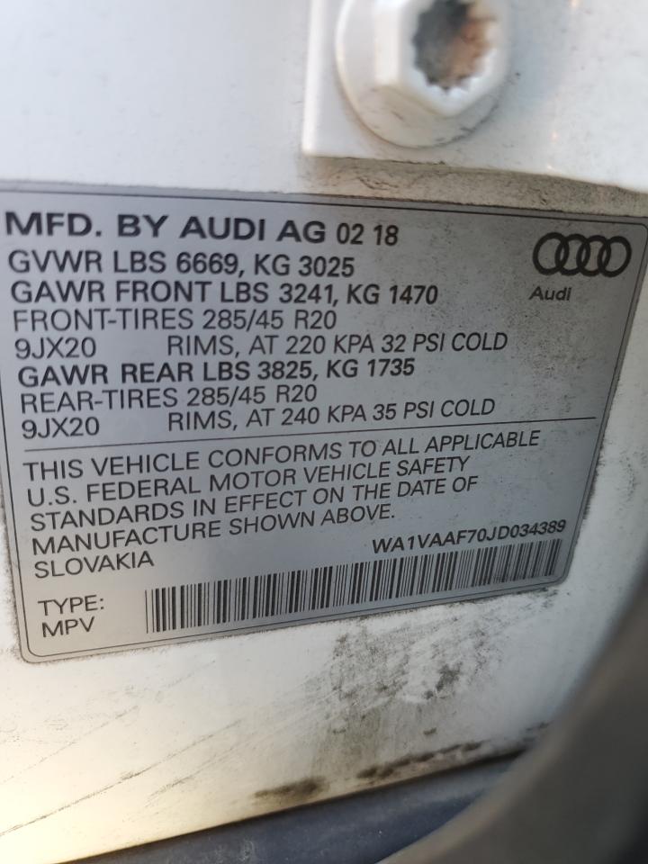 2018 Audi Q7 Prestige VIN: WA1VAAF70JD034389 Lot: 61268885