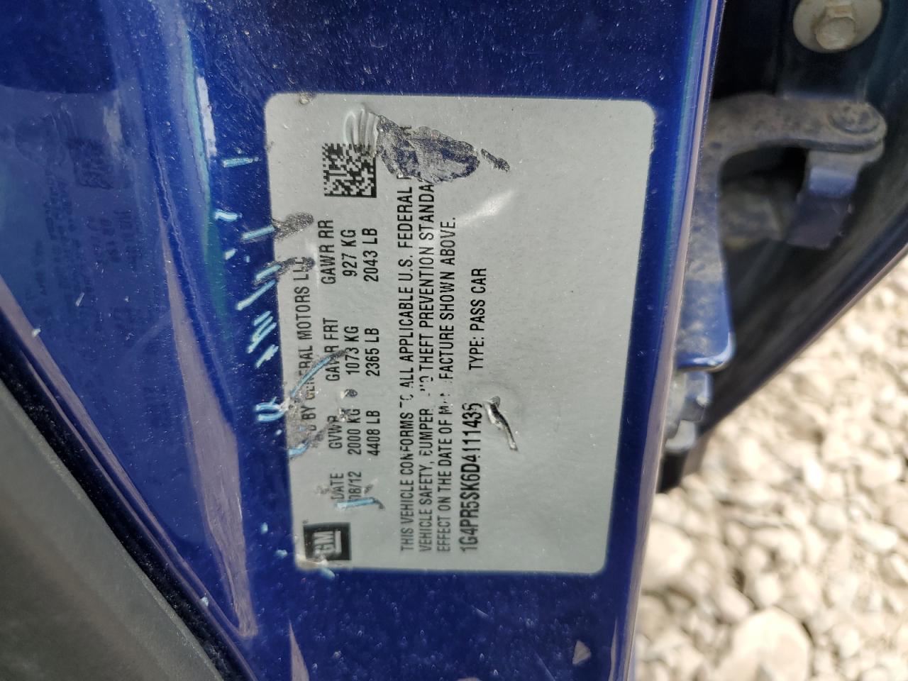 2013 Buick Verano Convenience VIN: 1G4PR5SK6D4111436 Lot: 63012585
