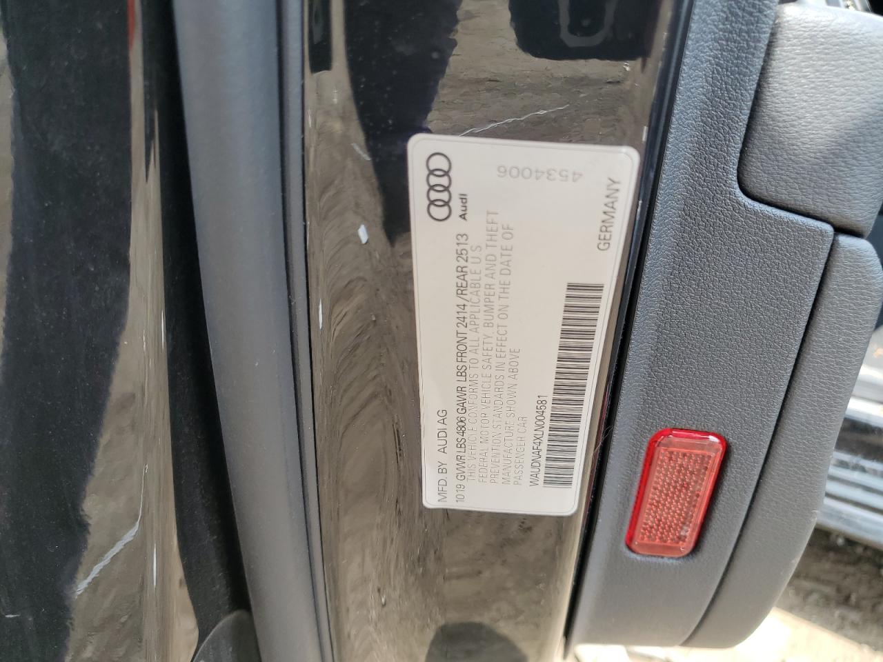 2020 Audi A4 Premium VIN: WAUDNAF4XLN004581 Lot: 61595795