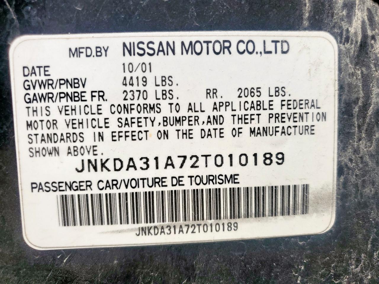 2002 Infiniti I35 VIN: JNKDA31A72T010189 Lot: 61189375