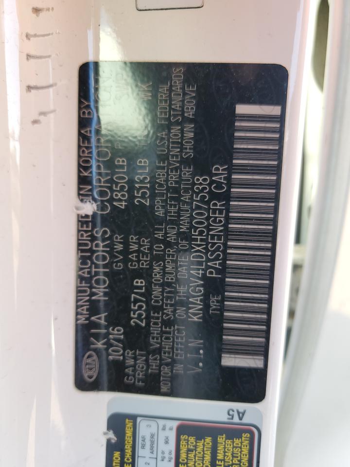 2017 Kia Optima Plug-In Hybrid VIN: KNAGV4LDXH5007538 Lot: 62723915