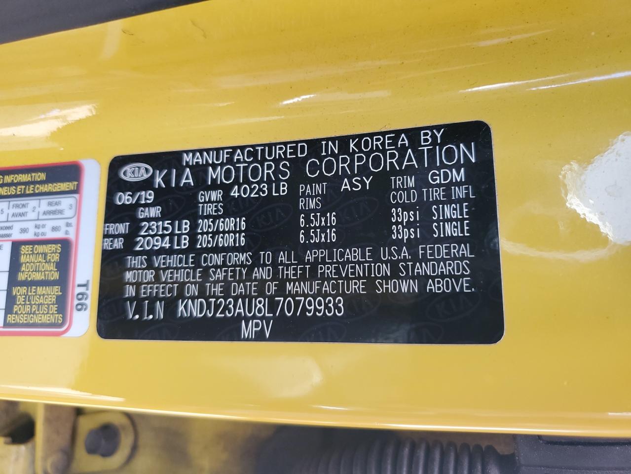 2020 Kia Soul Lx VIN: KNDJ23AU8L7079933 Lot: 61996995
