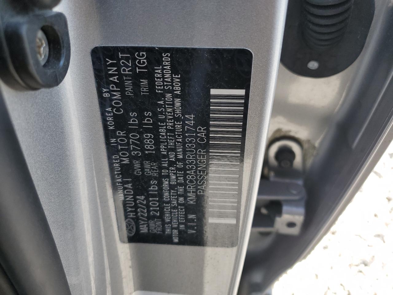 2024 Hyundai Venue Sel VIN: KMHRC8A33RU331744 Lot: 61431525