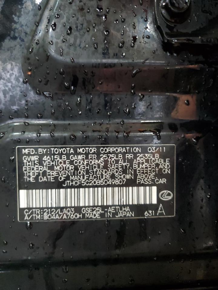 2011 Lexus Is 250 VIN: JTHCF5C20B5049807 Lot: 59481355