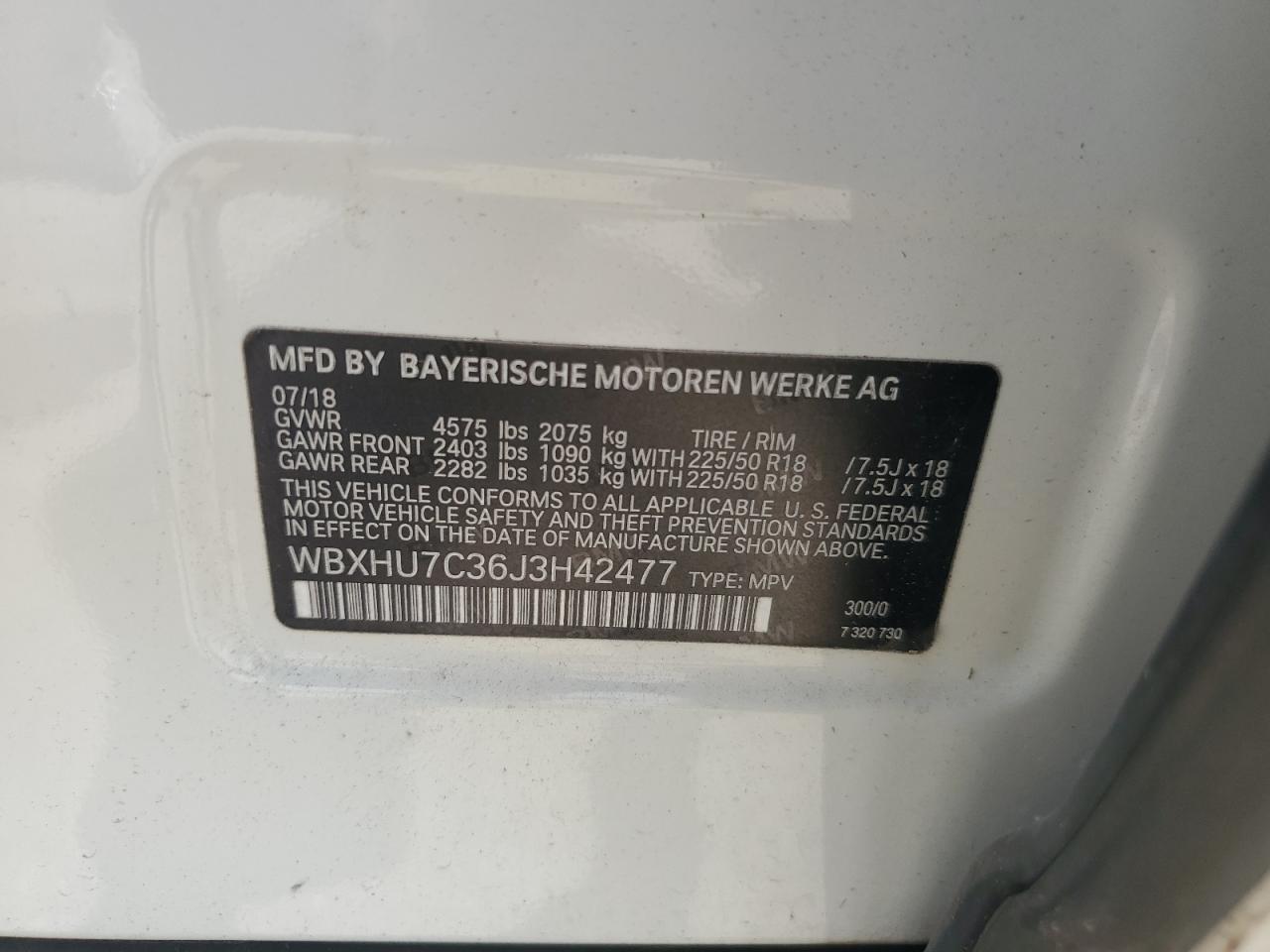 2018 BMW X1 Sdrive28I VIN: WBXHU7C36J3H42477 Lot: 62215895