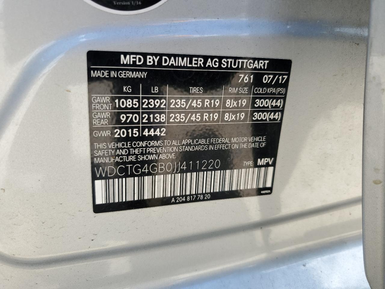 2018 Mercedes-Benz Gla 250 4Matic VIN: WDCTG4GB0JJ411220 Lot: 59569705