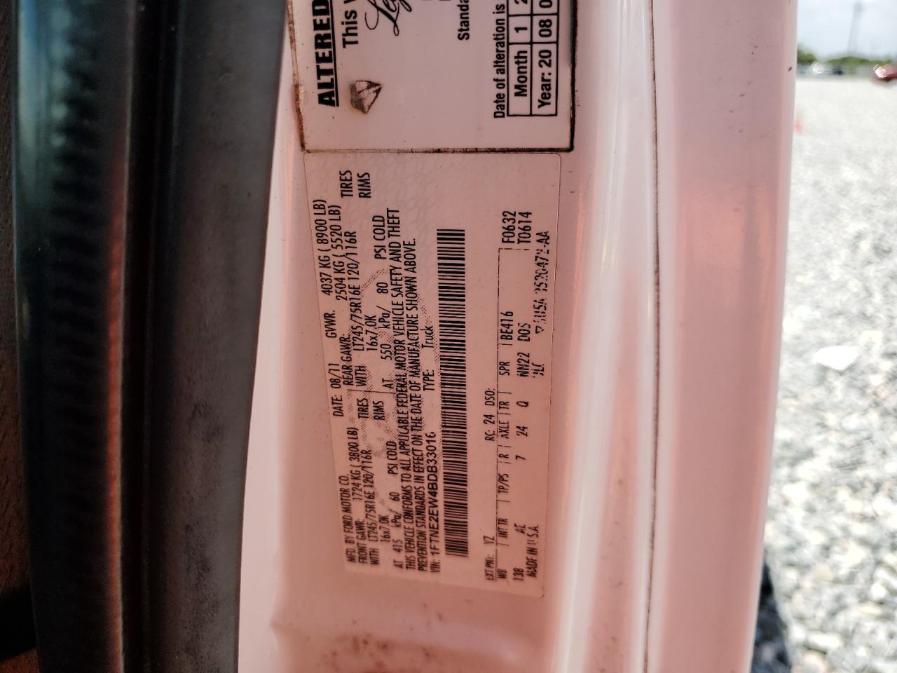 2011 Ford Econoline E250 Van VIN: 1FTNE2EW4BDB33016 Lot: 60994035