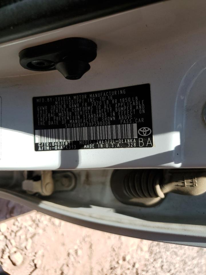 2017 Toyota Corolla L VIN: 5YFBURHE7HP590006 Lot: 62910385