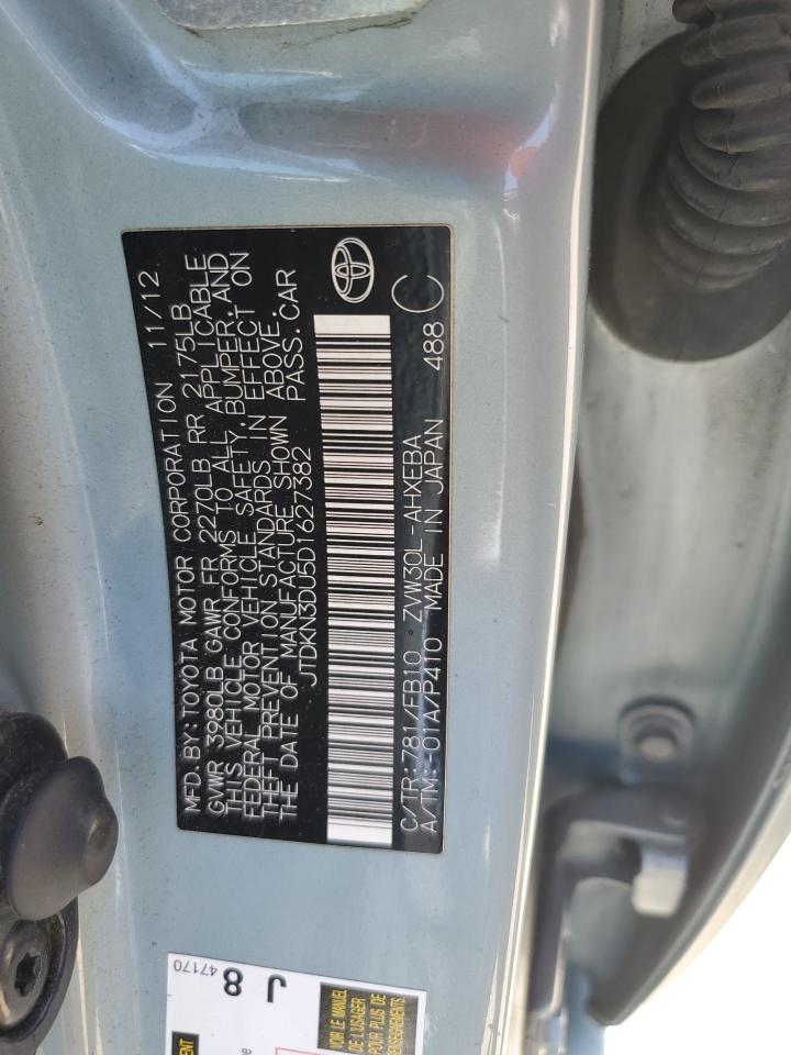 2013 Toyota Prius VIN: JTDKN3DU5D1627382 Lot: 62675855