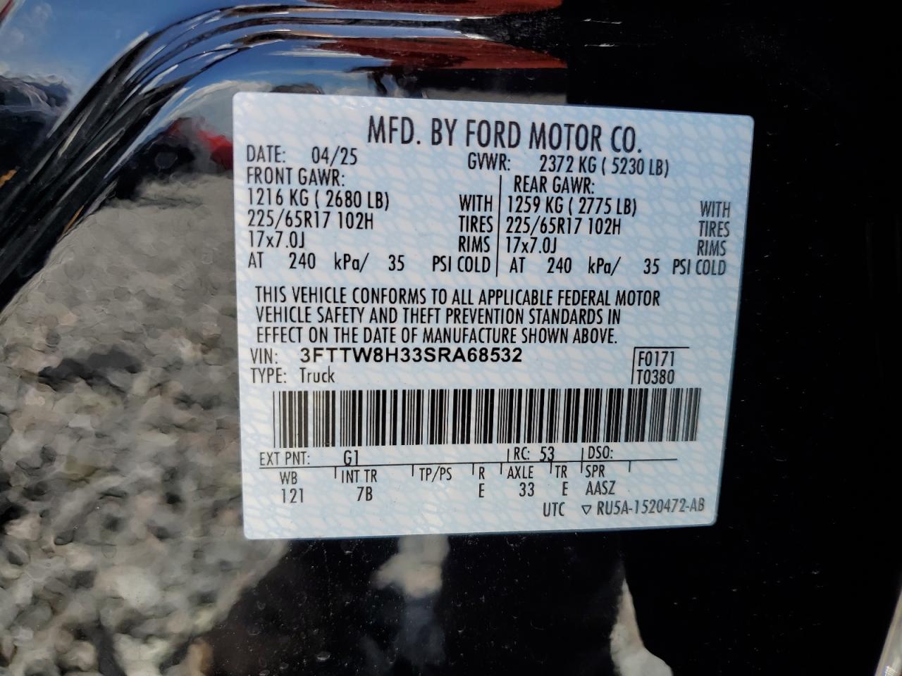 2025 Ford Maverick Xlt VIN: 3FTTW8H33SRA68532 Lot: 60994845