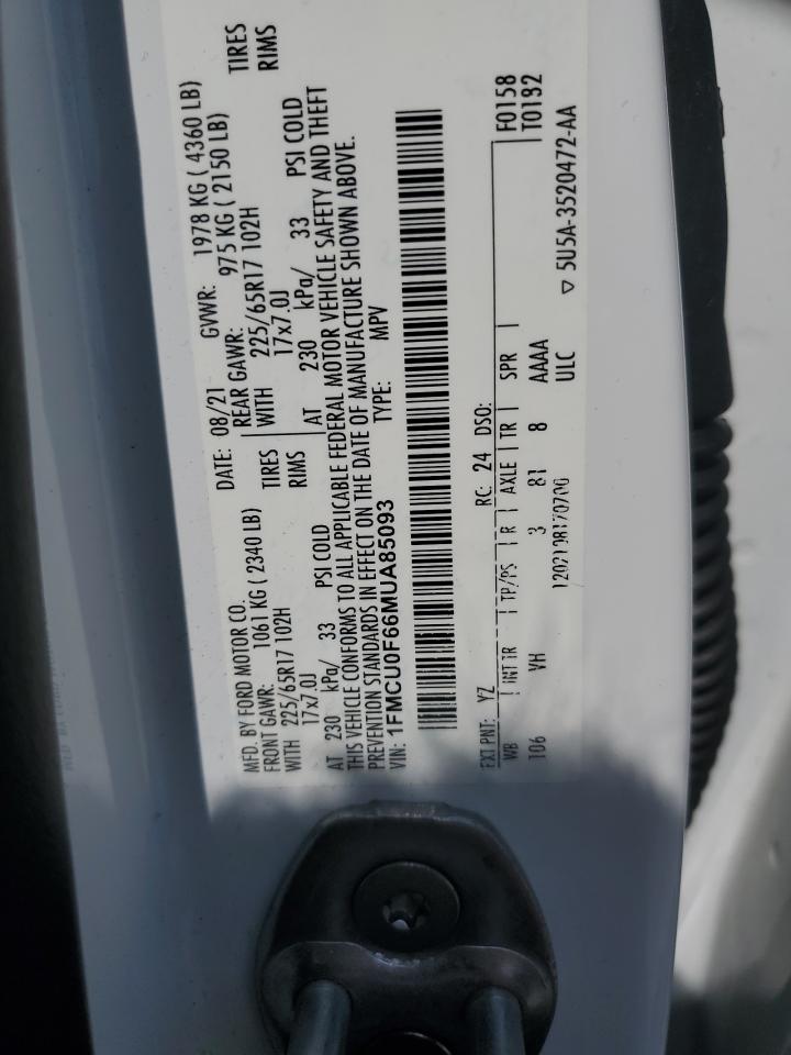 2021 Ford Escape S VIN: 1FMCU0F66MUA85093 Lot: 61801475