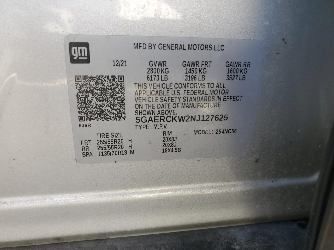 2022 Buick Enclave Premium VIN: 5GAERCKW2NJ127625 Lot: 59768145