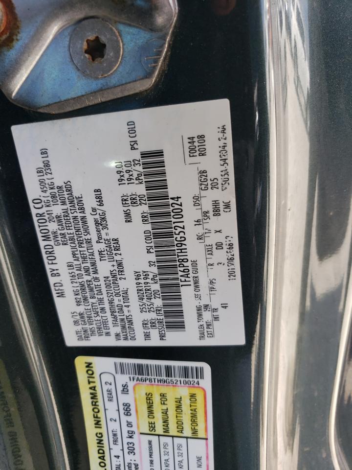 2016 Ford Mustang VIN: 1FA6P8TH9G5210024 Lot: 62662225