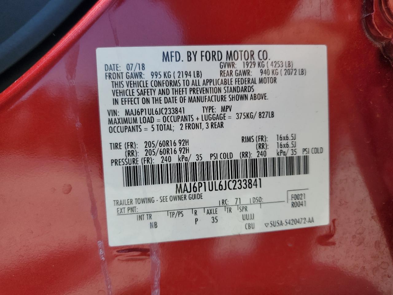 2018 Ford Ecosport Se VIN: MAJ6P1UL6JC233841 Lot: 61264315