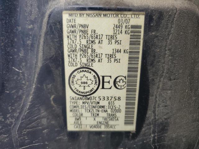 2007 NISSAN XTERRA OFF ROAD  