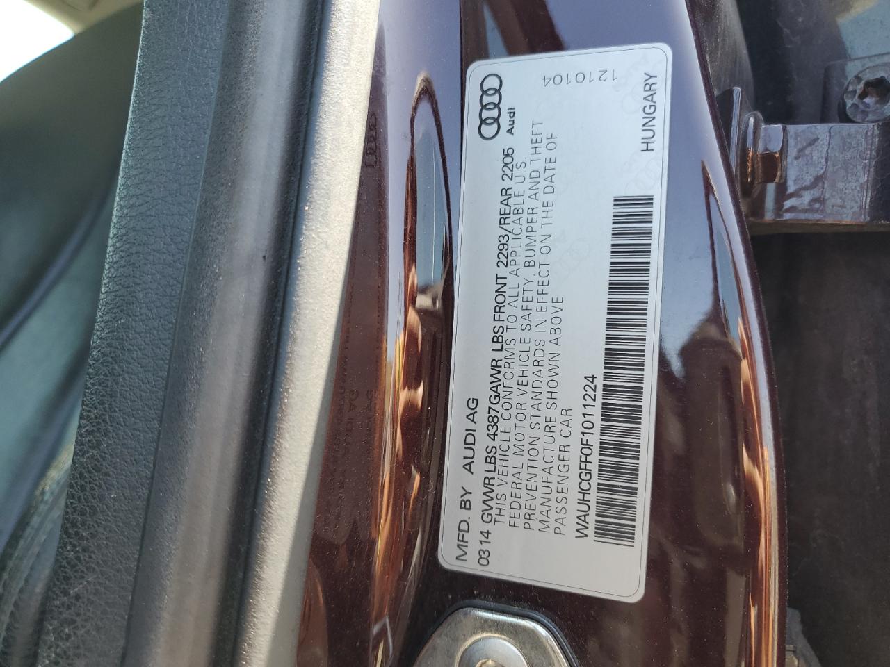2015 Audi A3 Prestige S-Line VIN: WAUHCGFF0F1011224 Lot: 60743385