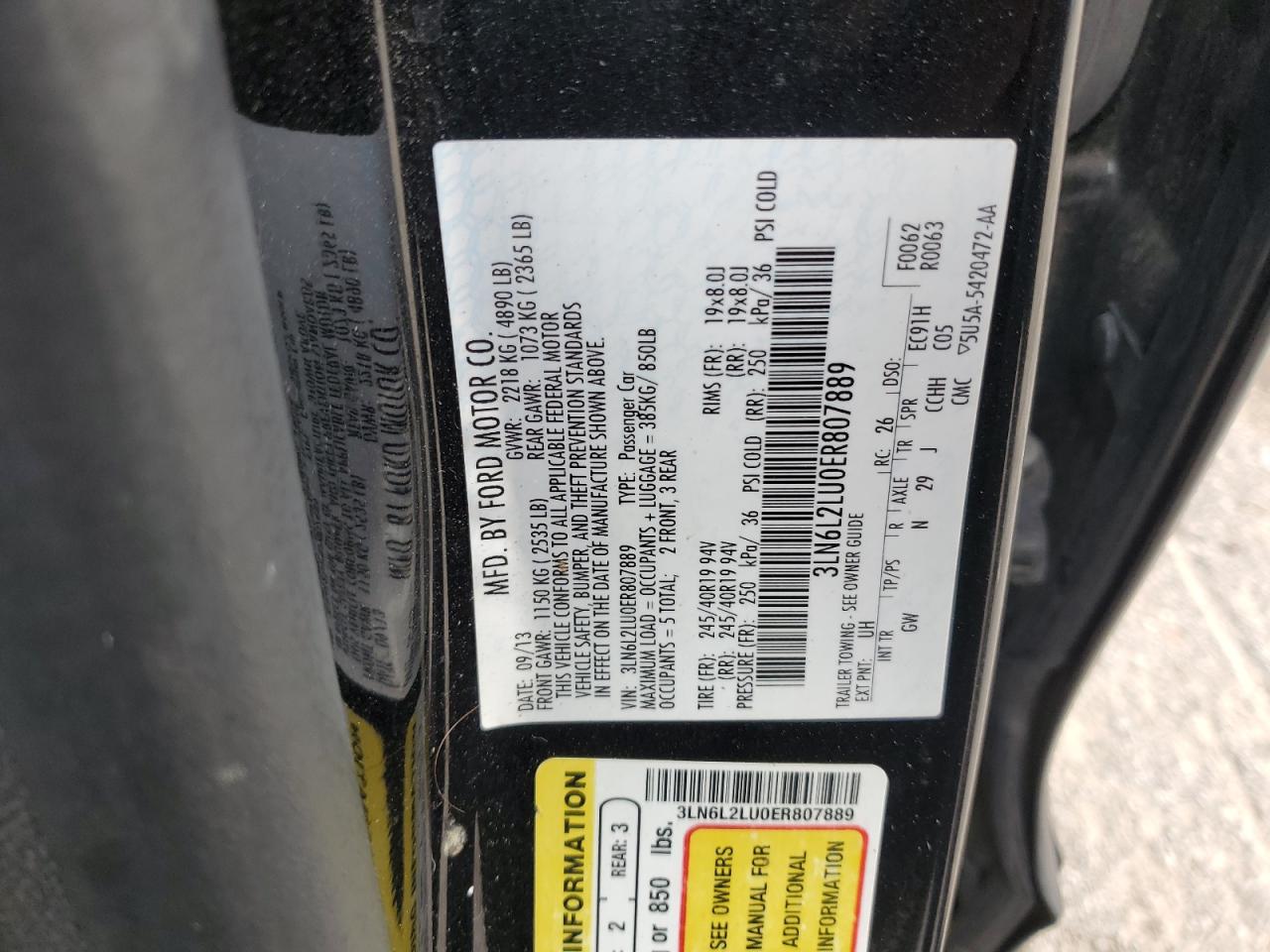 2014 Lincoln Mkz Hybrid VIN: 3LN6L2LU0ER807889 Lot: 61149685