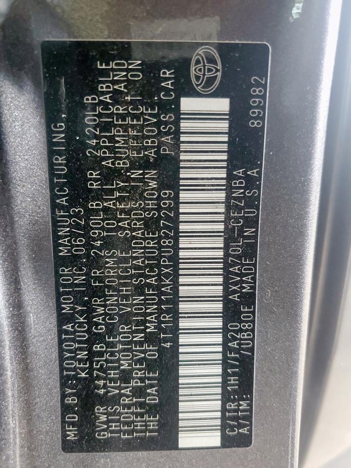 2023 Toyota Camry Le VIN: 4T1R11AKXPU827299 Lot: 61008005