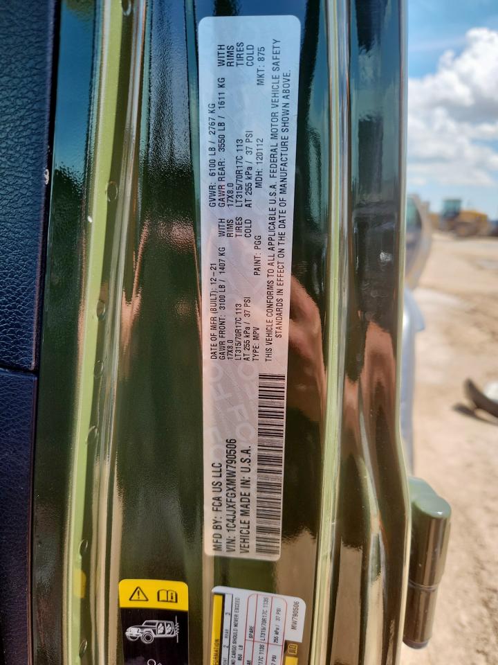 2021 Jeep Wrangler Unlimited Rubicon VIN: 1C4JJXFGXMW790506 Lot: 62592545