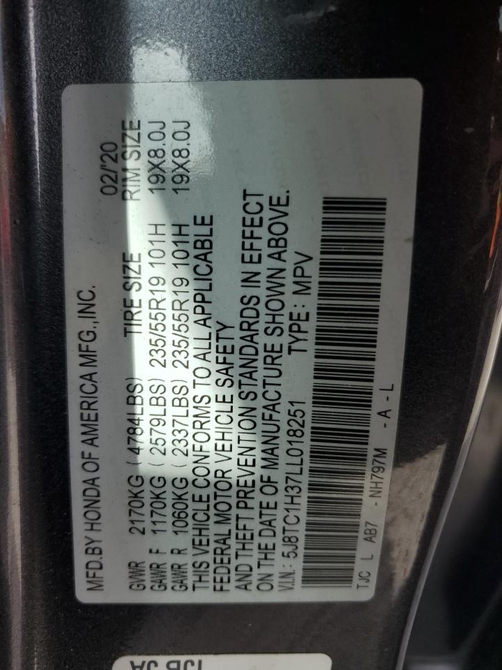 2020 Acura Rdx VIN: 5J8TC1H37LL018251 Lot: 60370665