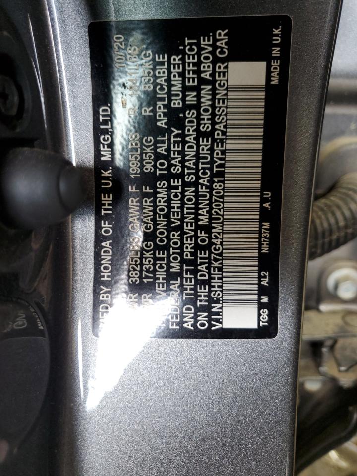 HONDA CIVIC 2021 VIN SHHFK7G42MU207081 photo 12