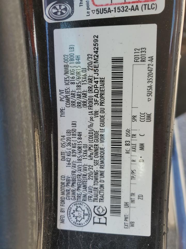 2014 Ford Fiesta S VIN: 3FADP4TJ5EM242592 Lot: 62776905