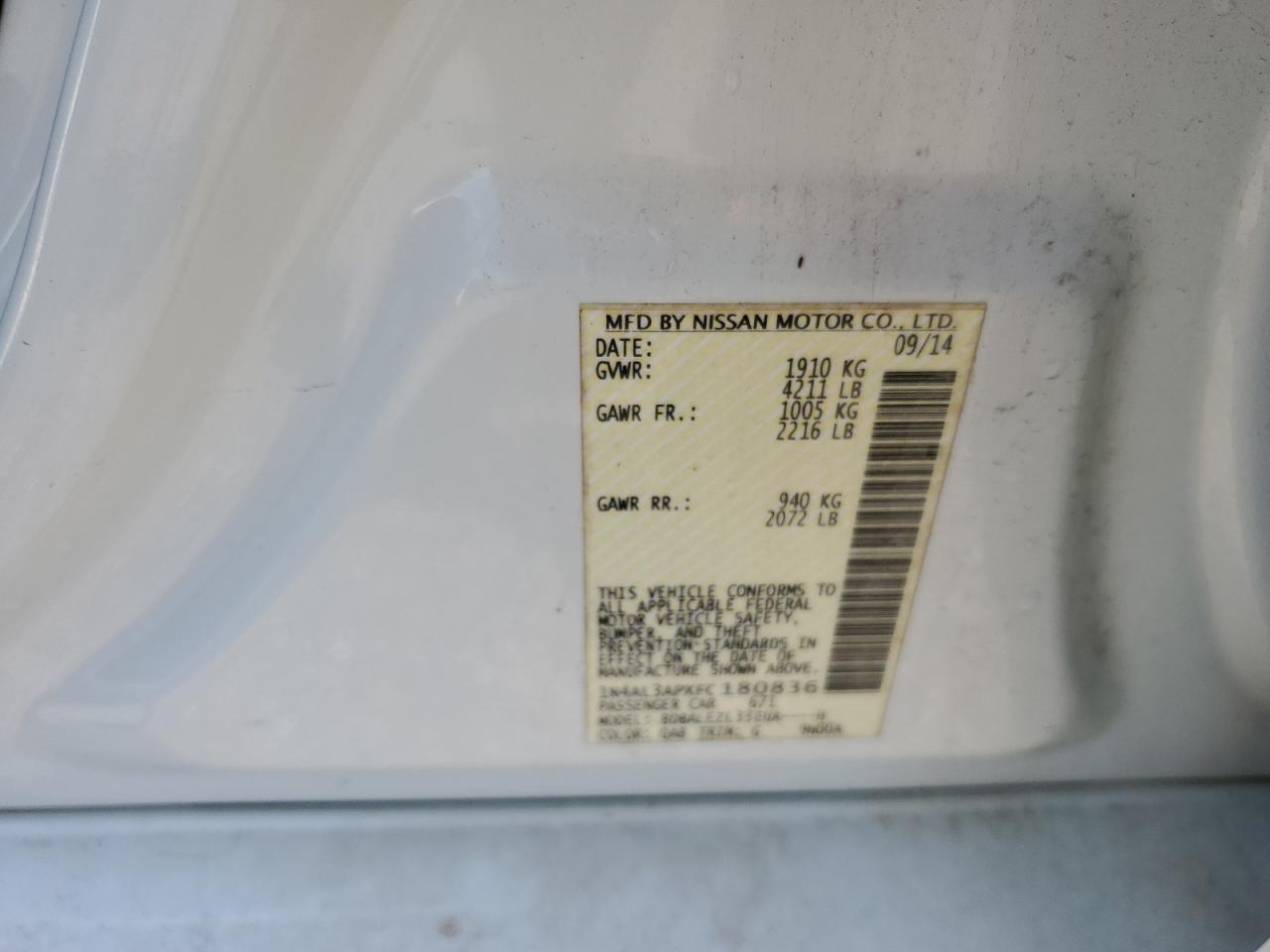 1n4al3apxfc180836 1N4AL3APXFC180836 2015 Nissan Altima 2.5