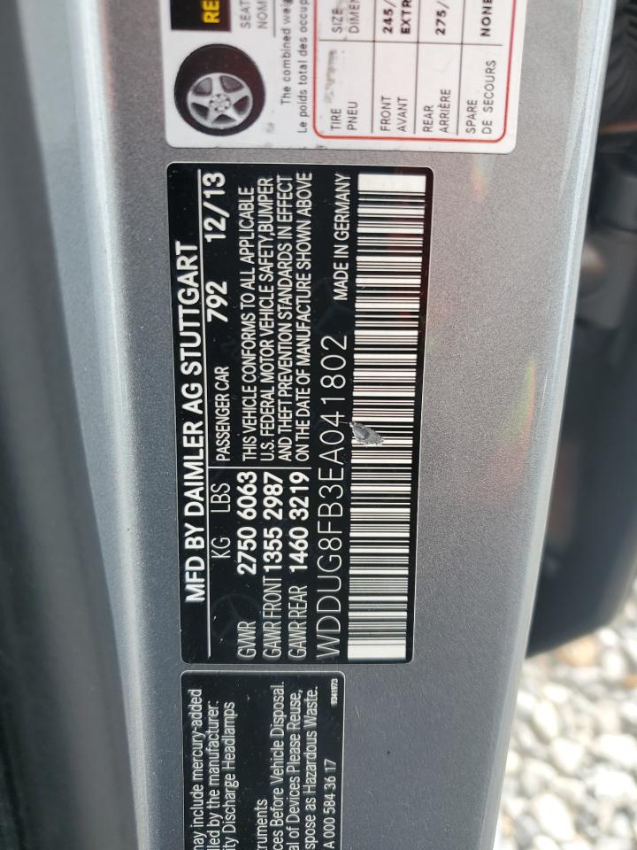 2014 Mercedes-Benz S 550 4Matic VIN: WDDUG8FB3EA041802 Lot: 60472095