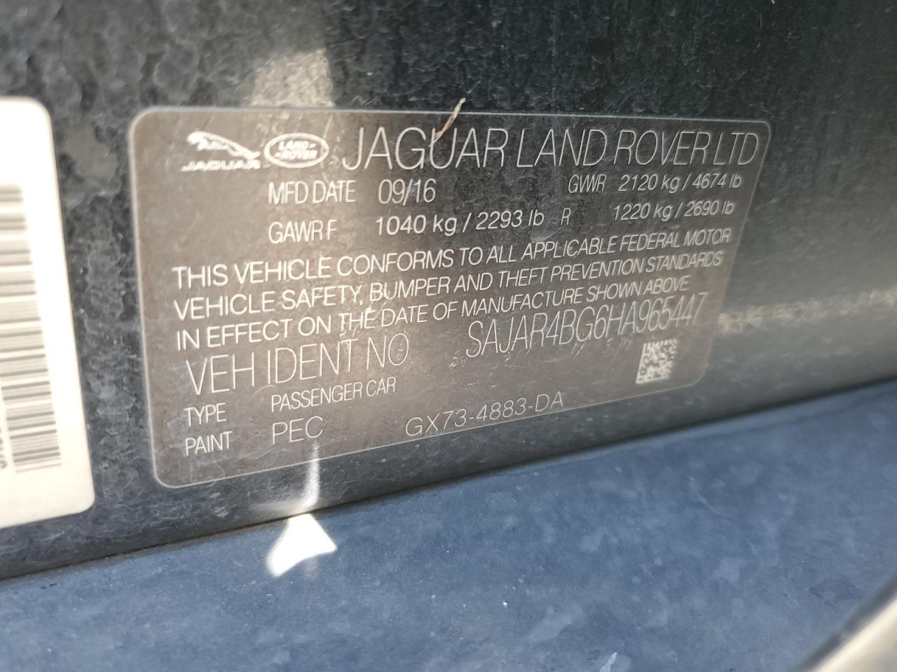 2017 Jaguar Xe VIN: SAJAR4BG6HA965447 Lot: 62353475