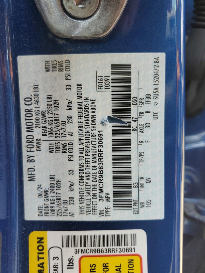 2024 Ford Bronco Sport Big Bend VIN: 3FMCR9B63RRF30691 Lot: 60134215