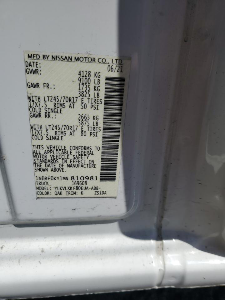 2021 Nissan Nv 2500 S VIN: 1N6BF0KY1MN810981 Lot: 55927625