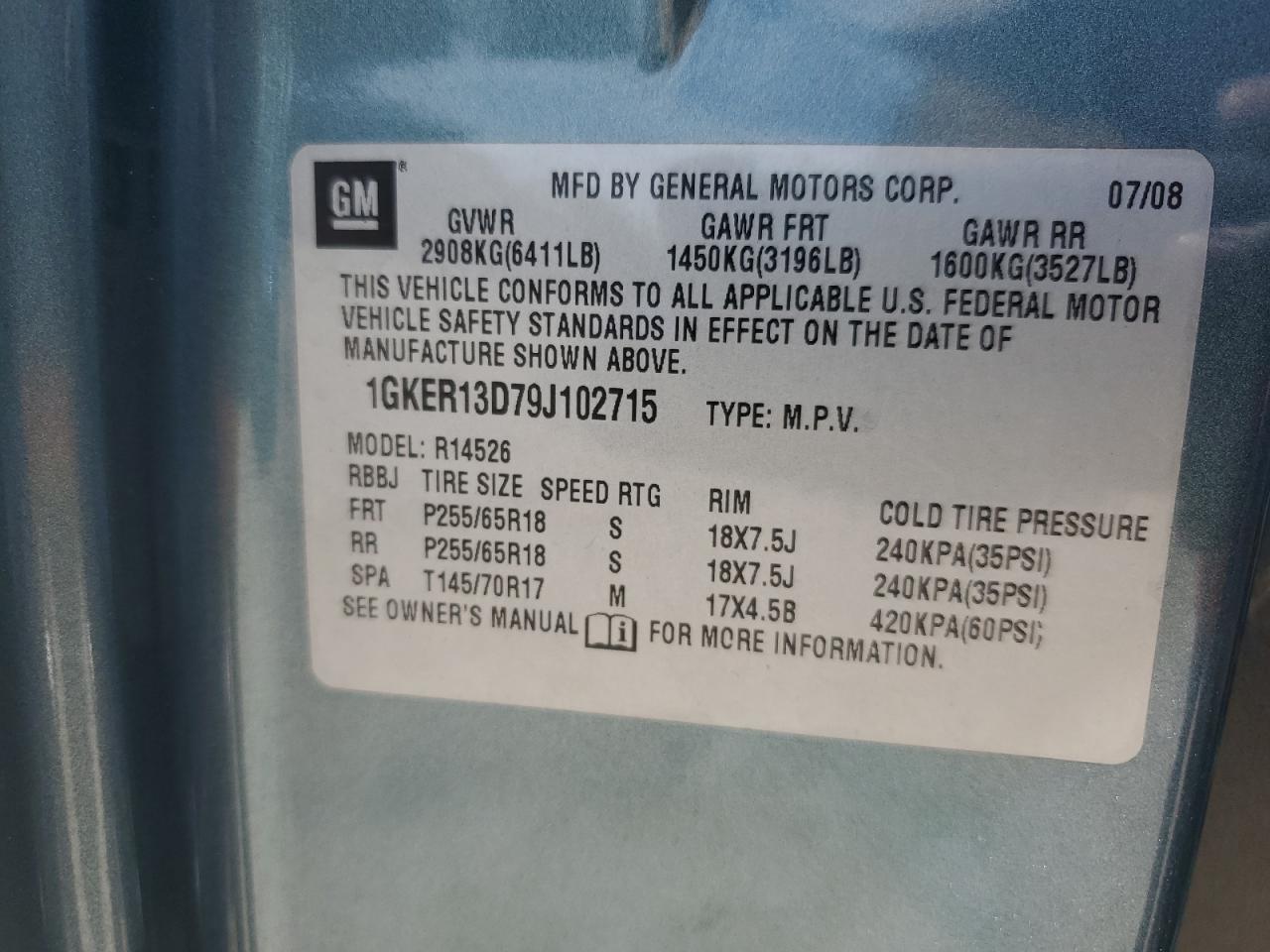 1gker13d79j102715 1GKER13D79J102715 2009 GMC Acadia Sle