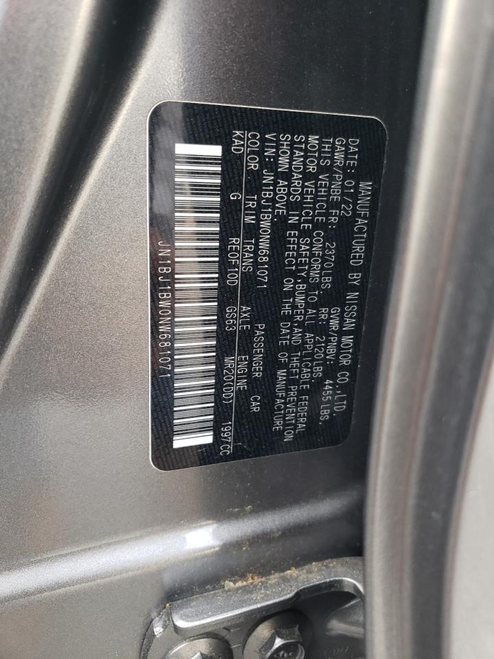 2022 Nissan Rogue Sport Sv VIN: JN1BJ1BW0NW681071 Lot: 60596525