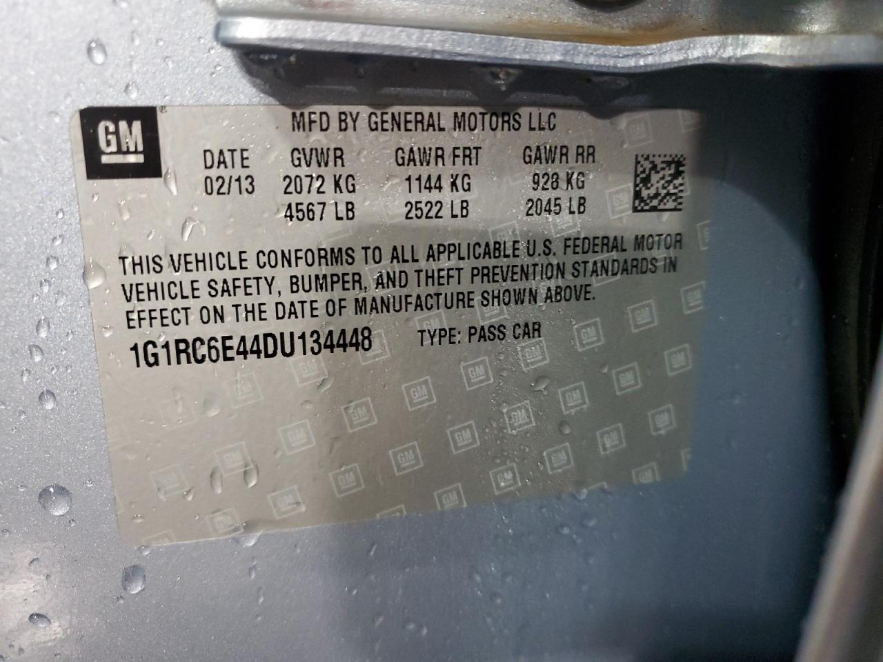 2013 Chevrolet Volt VIN: 1G1RC6E44DU134448 Lot: 62195565
