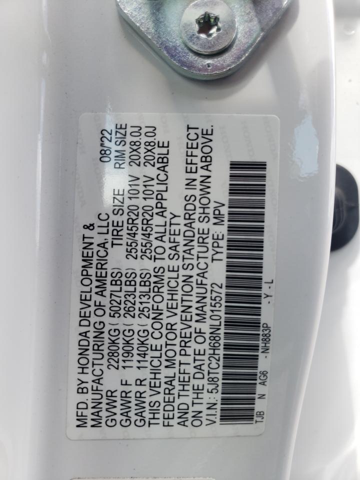 2022 Acura Rdx A-Spec VIN: 5J8TC2H68NL015572 Lot: 62515055