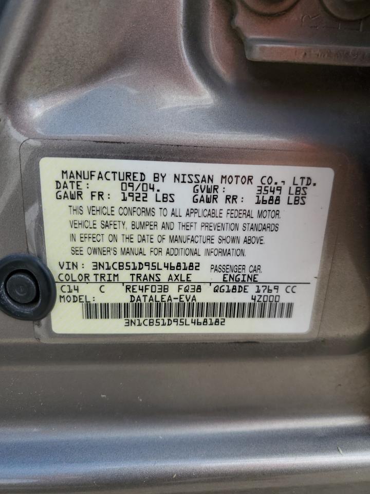 2005 Nissan Sentra 1.8 VIN: 3N1CB51D95L468182 Lot: 62142385
