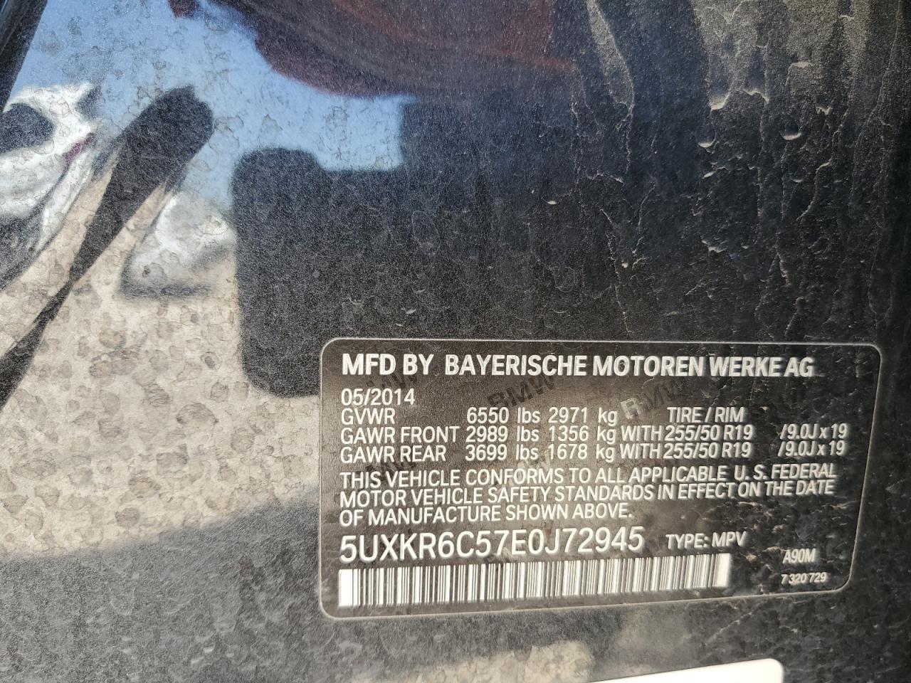 2014 BMW X5 xDrive50I VIN: 5UXKR6C57E0J72945 Lot: 61980925