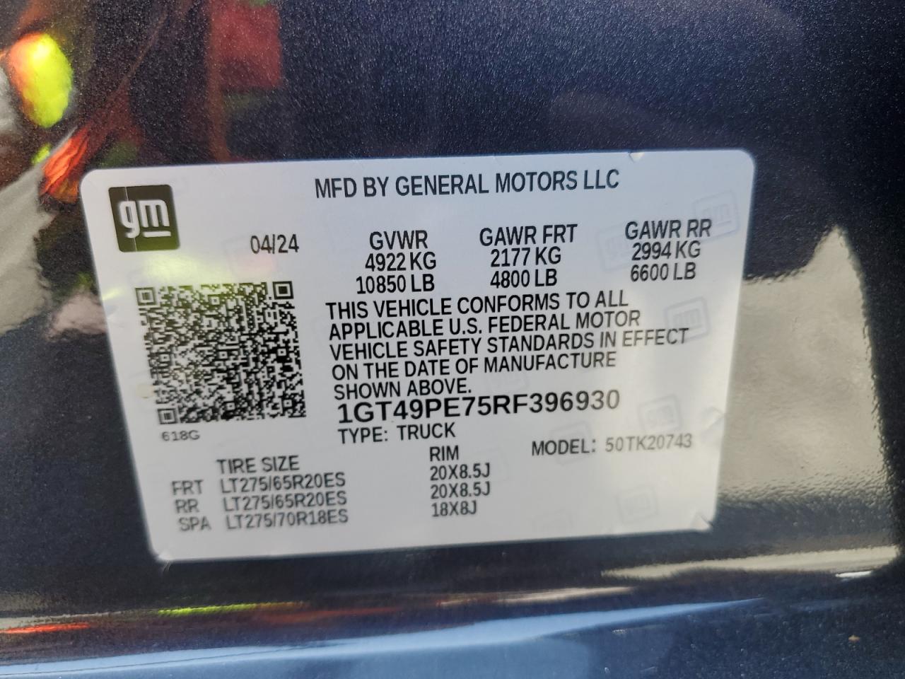 GMC SIERRA 2024 VIN 1GT49PE75RF396930 фото 12