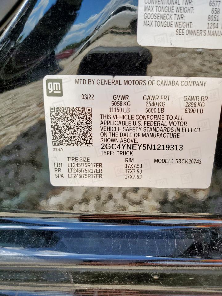 2022 Chevrolet Silverado K2500 Heavy Duty Lt VIN: 2GC4YNEY5N1219313 Lot: 62483725