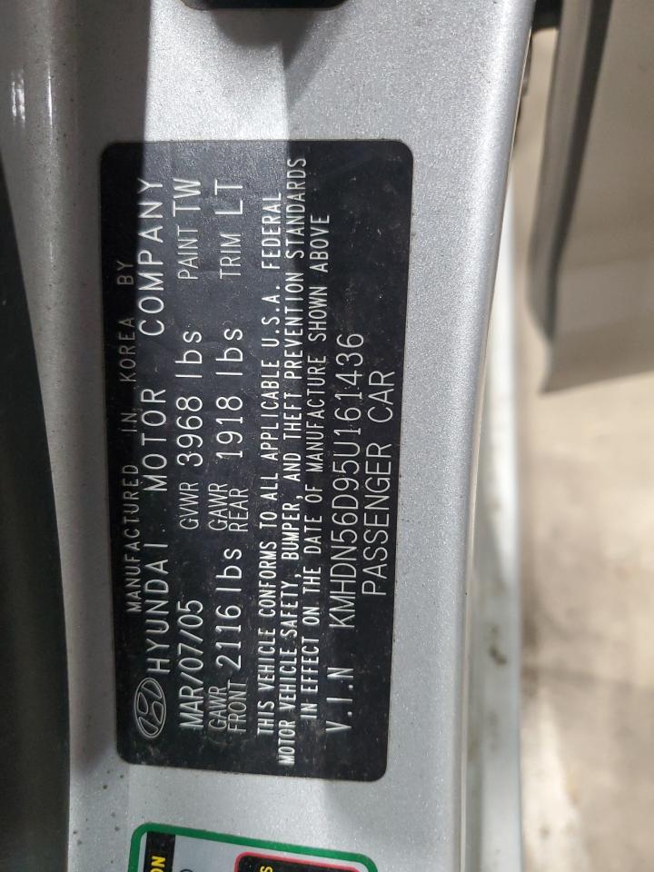 2005 Hyundai Elantra Gls VIN: KMHDN56D95U161436 Lot: 62105285