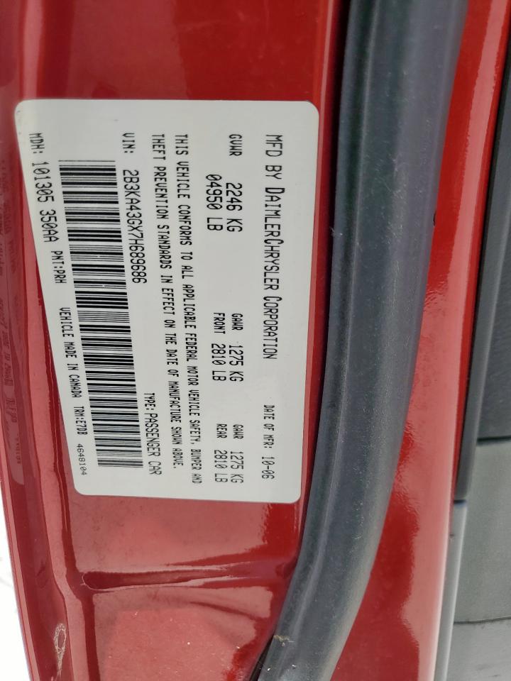 2007 Dodge Charger Se VIN: 2B3KA43GX7H689686 Lot: 62414315
