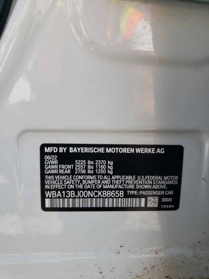 2022 BMW 530 Xi VIN: WBA13BJ00NCK88658 Lot: 59587975