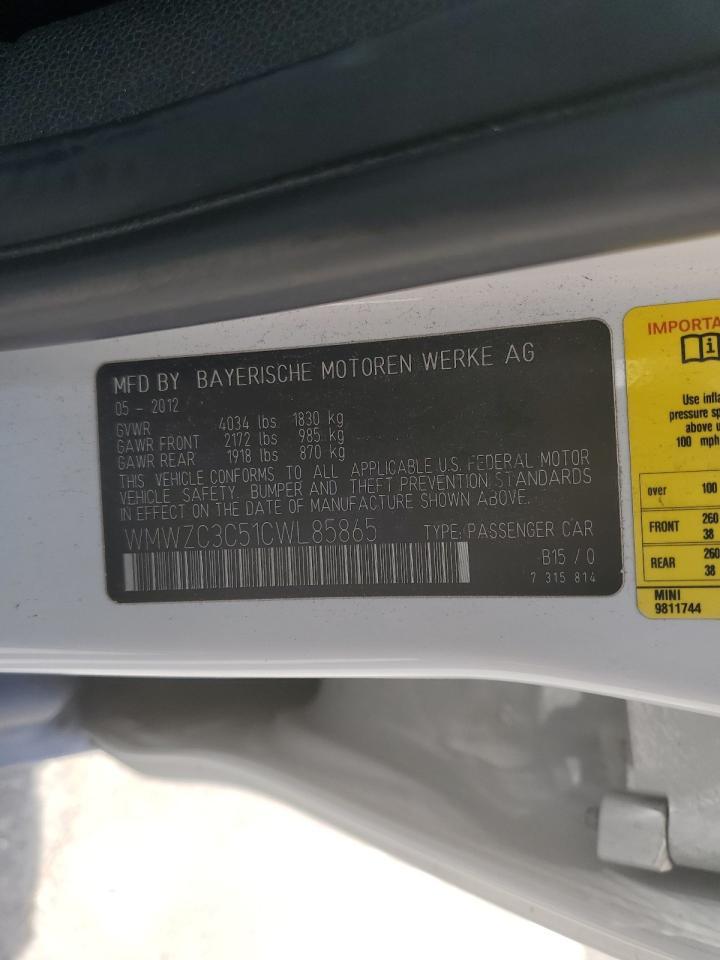 2012 Mini Cooper S Countryman VIN: WMWZC3C51CWL85865 Lot: 63088225
