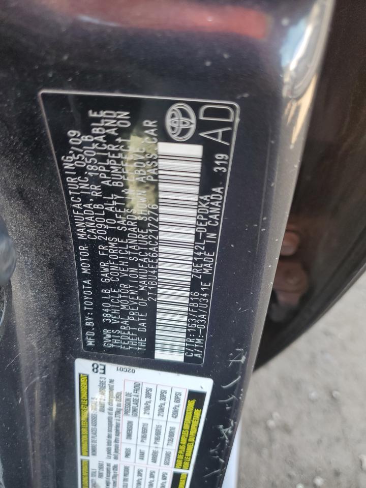 2010 Toyota Corolla Base VIN: 2T1BU4EE6AC217276 Lot: 62291275