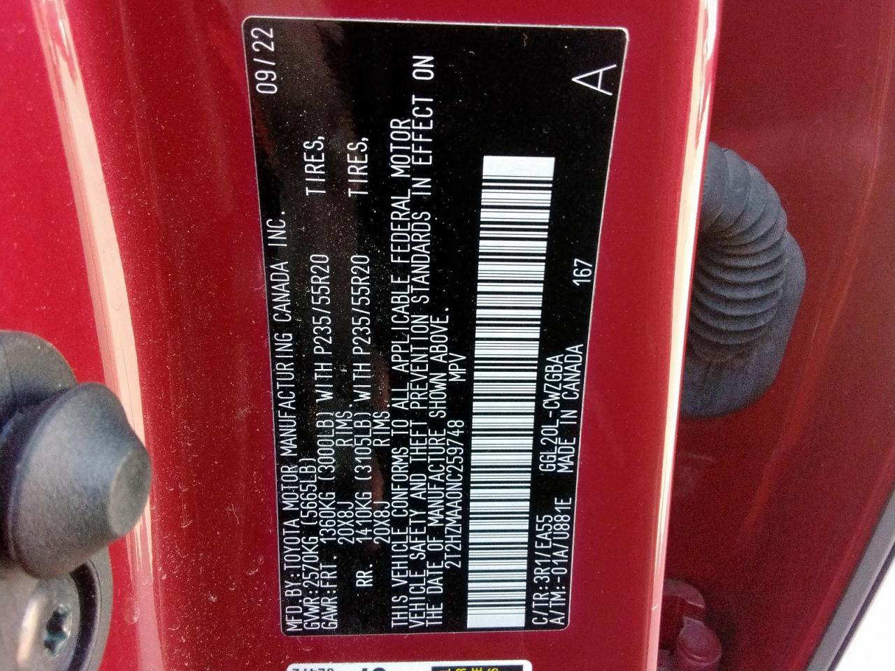 2022 Lexus Rx 350 VIN: 2T2HZMAA0NC259748 Lot: 61739745