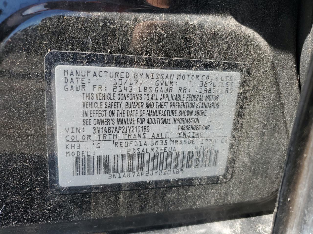 NISSAN SENTRA 2018 VIN 3N1AB7AP2JY210189 photo 12