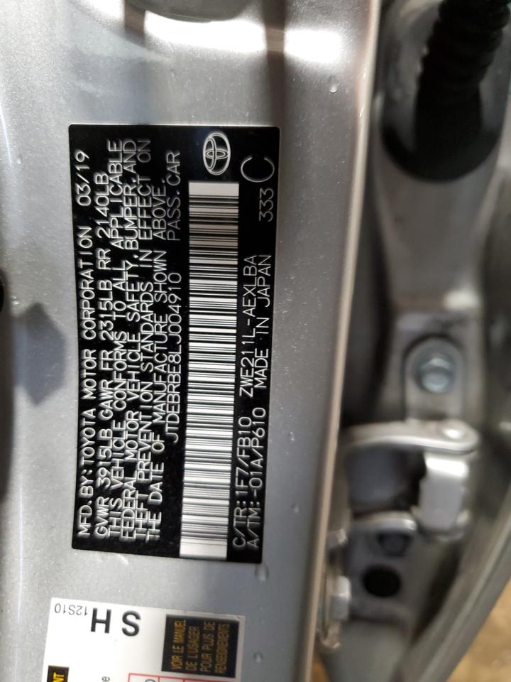 2020 Toyota Corolla Le VIN: JTDEBRBE8LJ004910 Lot: 62753005