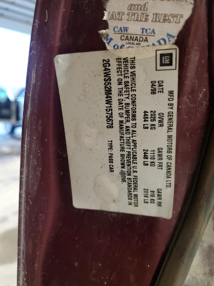 1998 Buick Century Custom VIN: 2G4WS52M4W1575678 Lot: 61177655