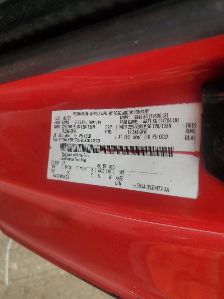 2017 Ford F550 Super Duty VIN: 1FD0X5HT6HEC91220 Lot: 64115625