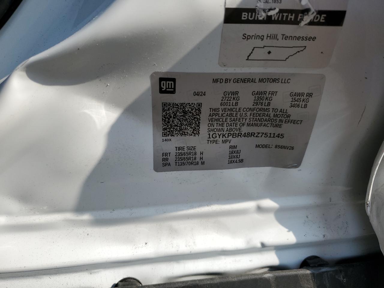 2024 Cadillac Xt6 Luxury VIN: 1GYKPBR48RZ751145 Lot: 62410725